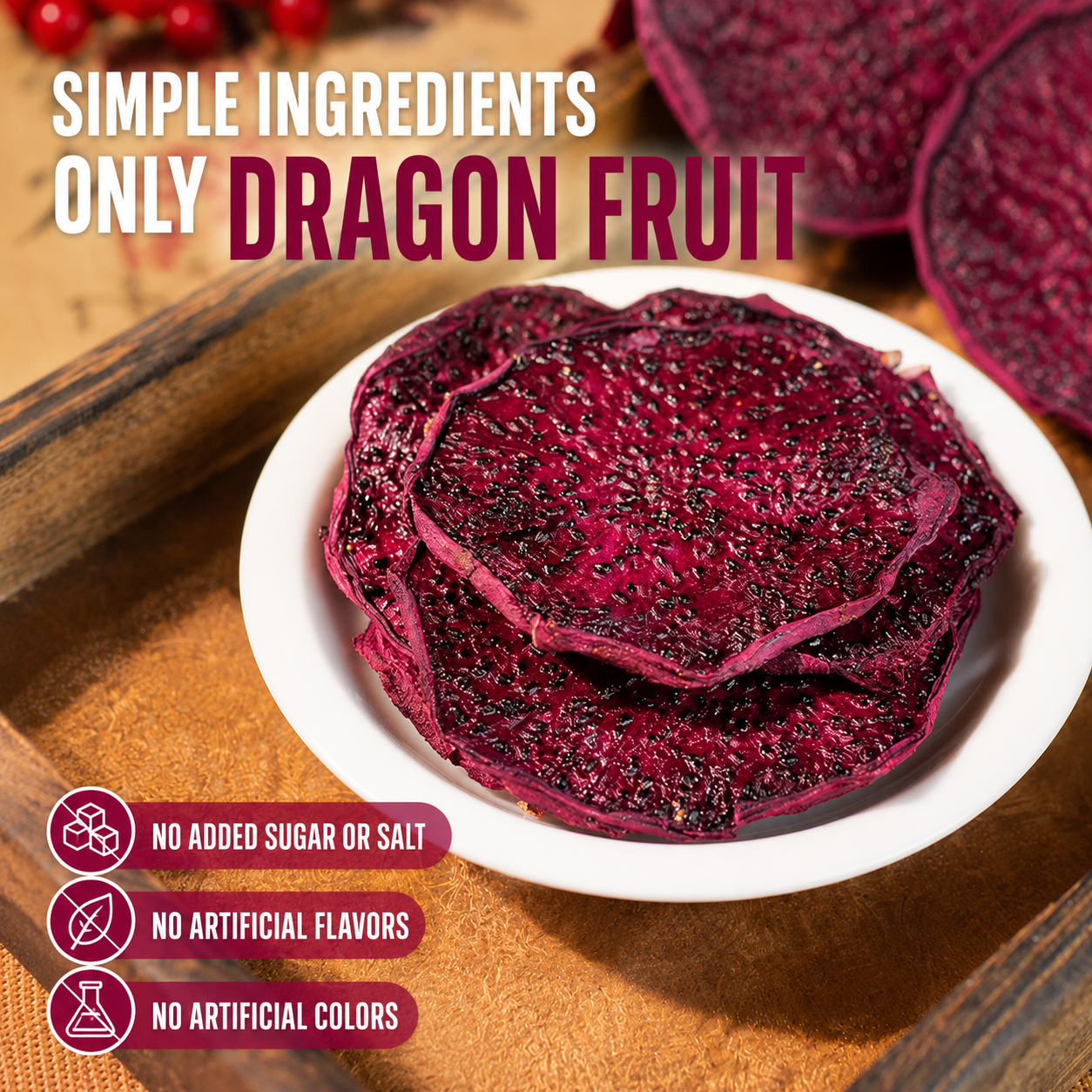 🪭Say goodbye to high-calorie guilt!🪭Satisfy Your Cravings with Our Fiber-Rich Red Dragon Fruit Slices-H1