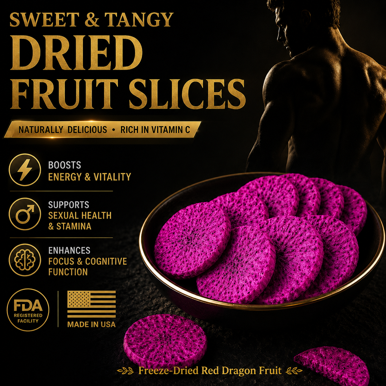 🍆🍆 Freeze-Dried Red Dragon Fruit — Natural Support for Energy, Stamina & Male Vitality-GD