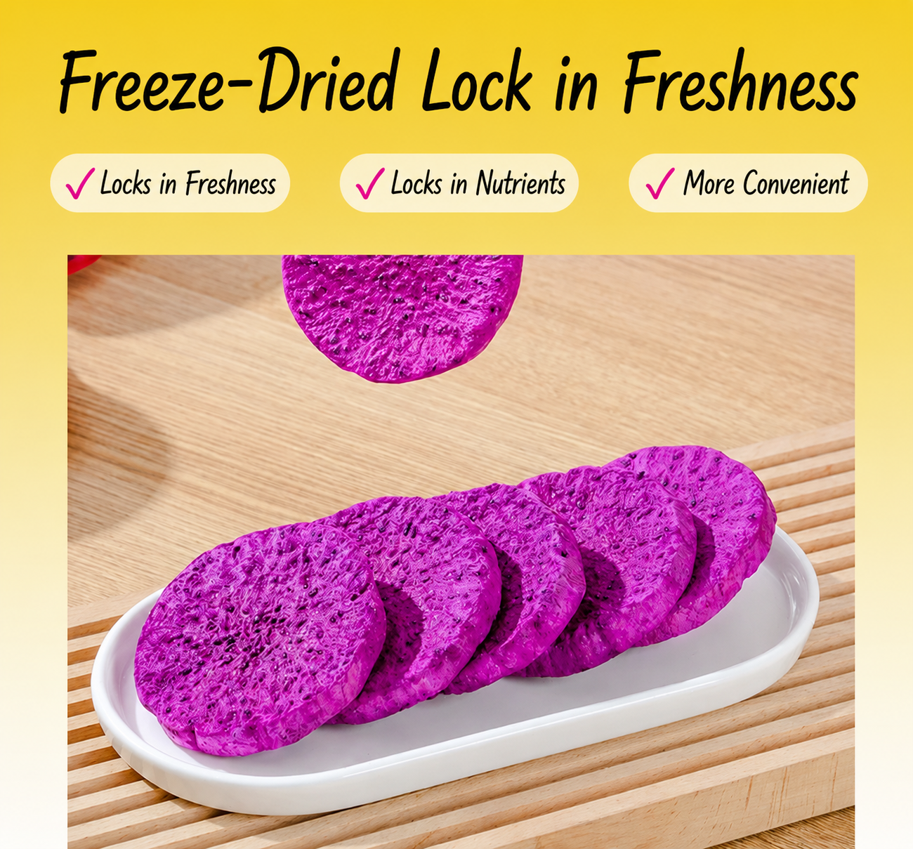 🍑Say goodbye to high-calorie guilt! 🍑Crunchy Freeze-Dried Dragon Fruit with Fiber-Packed Goodness-H1