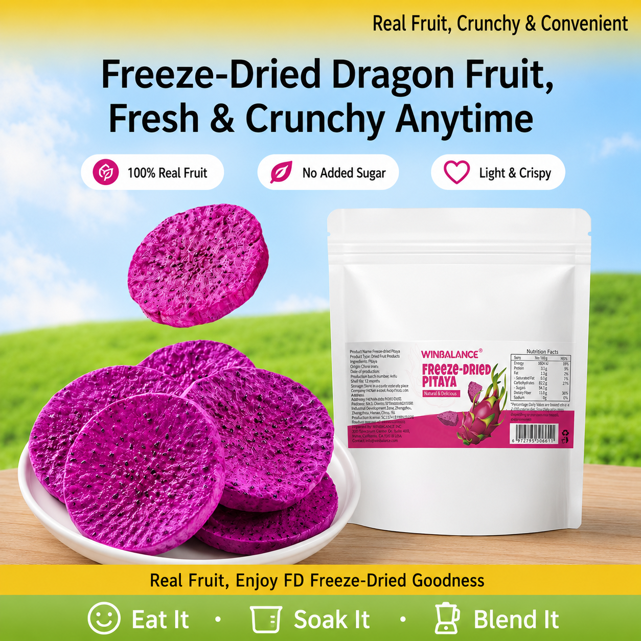 🍑Say goodbye to high-calorie guilt! 🍑Crunchy Freeze-Dried Dragon Fruit with Fiber-Packed Goodness-H1