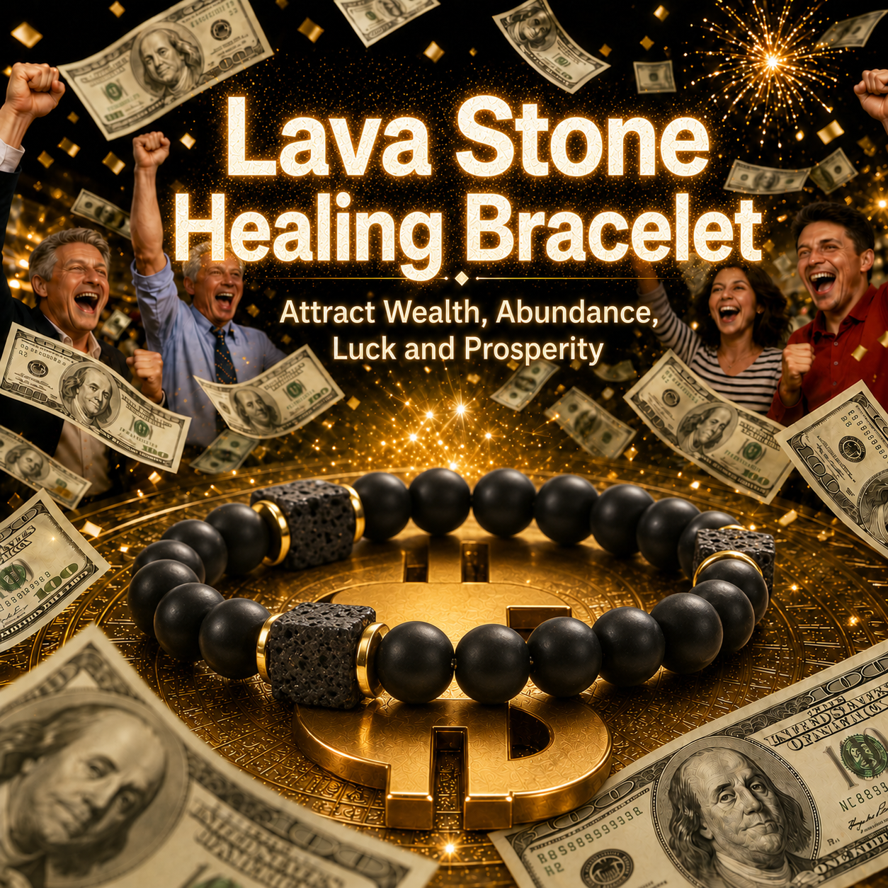 💰🎇 Lava Stone Healing Bracelet – 🎊💸Attract Wealth, Elevate Your Fortune & Turn Your Wishes Into Reality