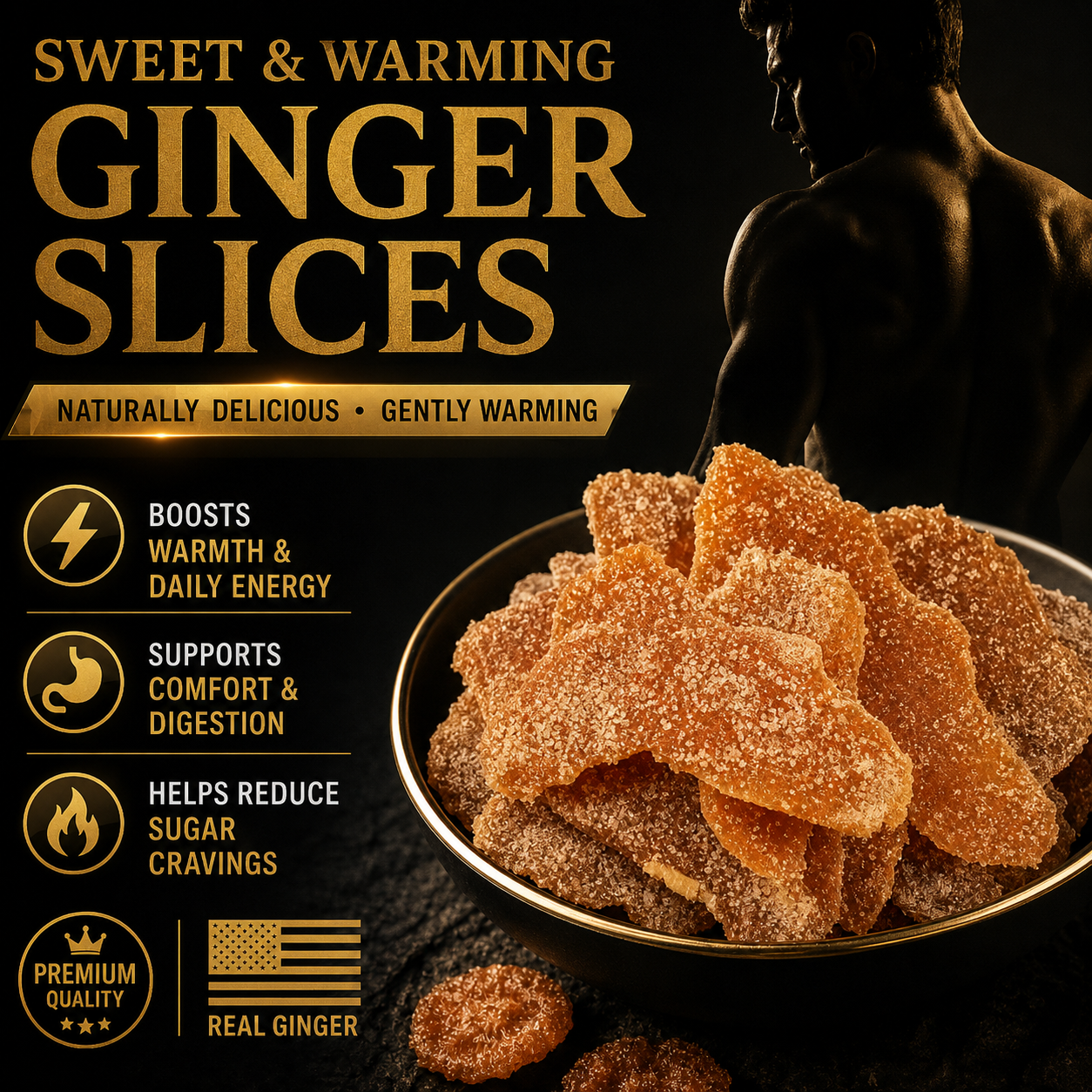 🐉💟 More Energy More Confidence More Life 💯 Daily Wellness Support For Men | Premium Ginger Slices - QZE